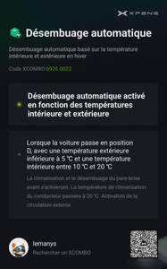 Désembuage Automatique X-combo Xpeng 